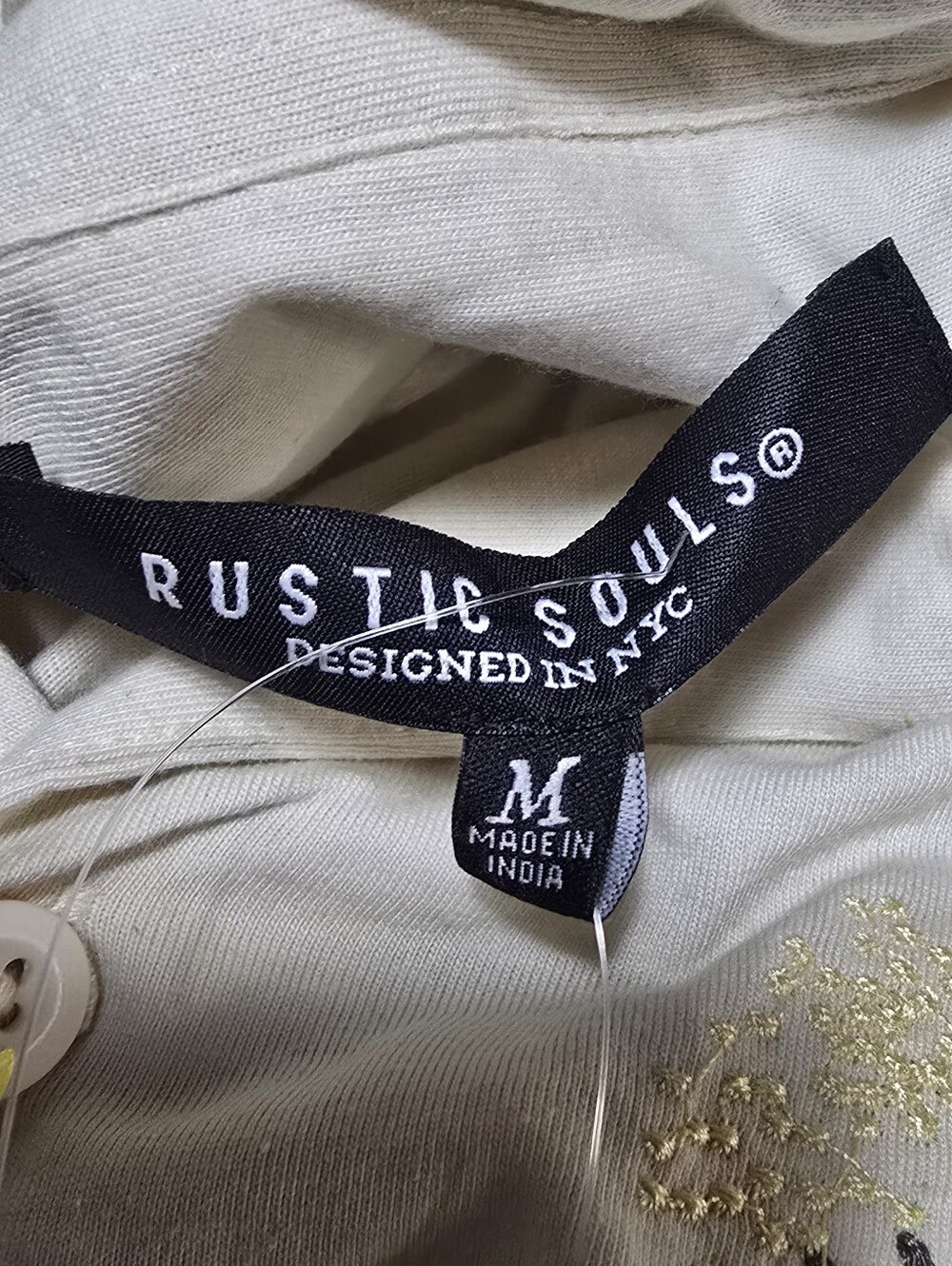 Rustic Souls Embroidered Cream Button-Up Top - Picture 5 of 7